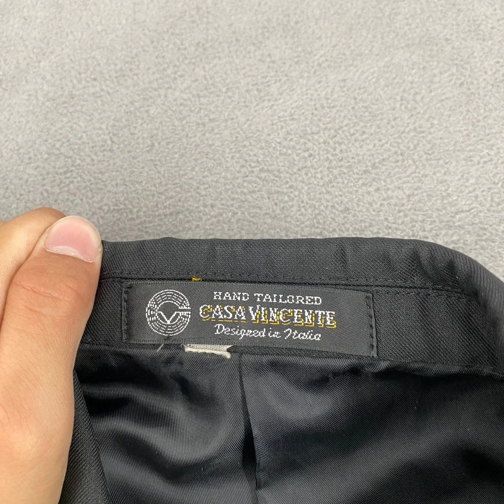 Casa Vincente Mens Black Three Button Hand Tailored Blazer Jacket Designed Italy